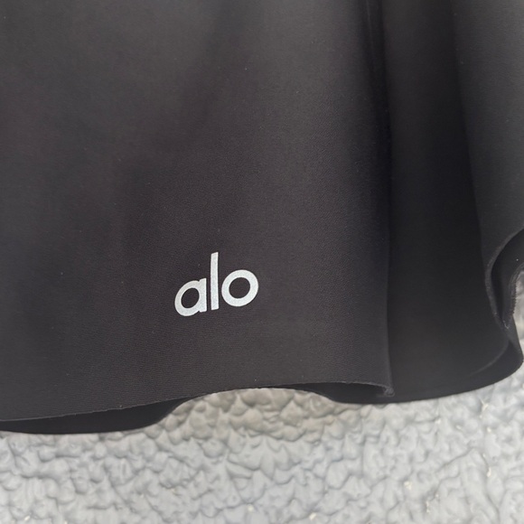 ALO Yoga Airlight Down The Line Black Mini Tennis Skirt with shorts underneath - Picture 8 of 11